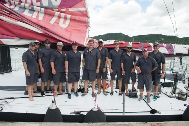 Leading the way to Bermuda: The 'pro' race team, including Volvo Ocean Race round the world sailors on Warrior, Stephen Murray Jr.'s Volvo 70, pictured before the race start - Antigua Bermuda Race ©  Ted Martin / Antigua Bermuda Race